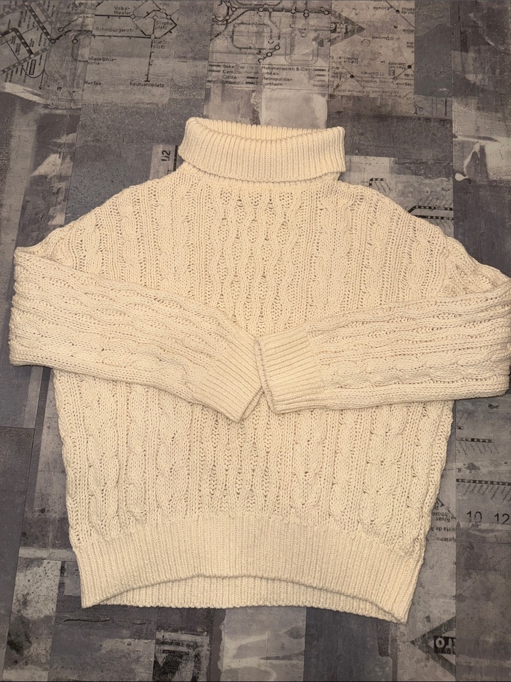 Pilcro Cream Cable Turtleneck Sweater